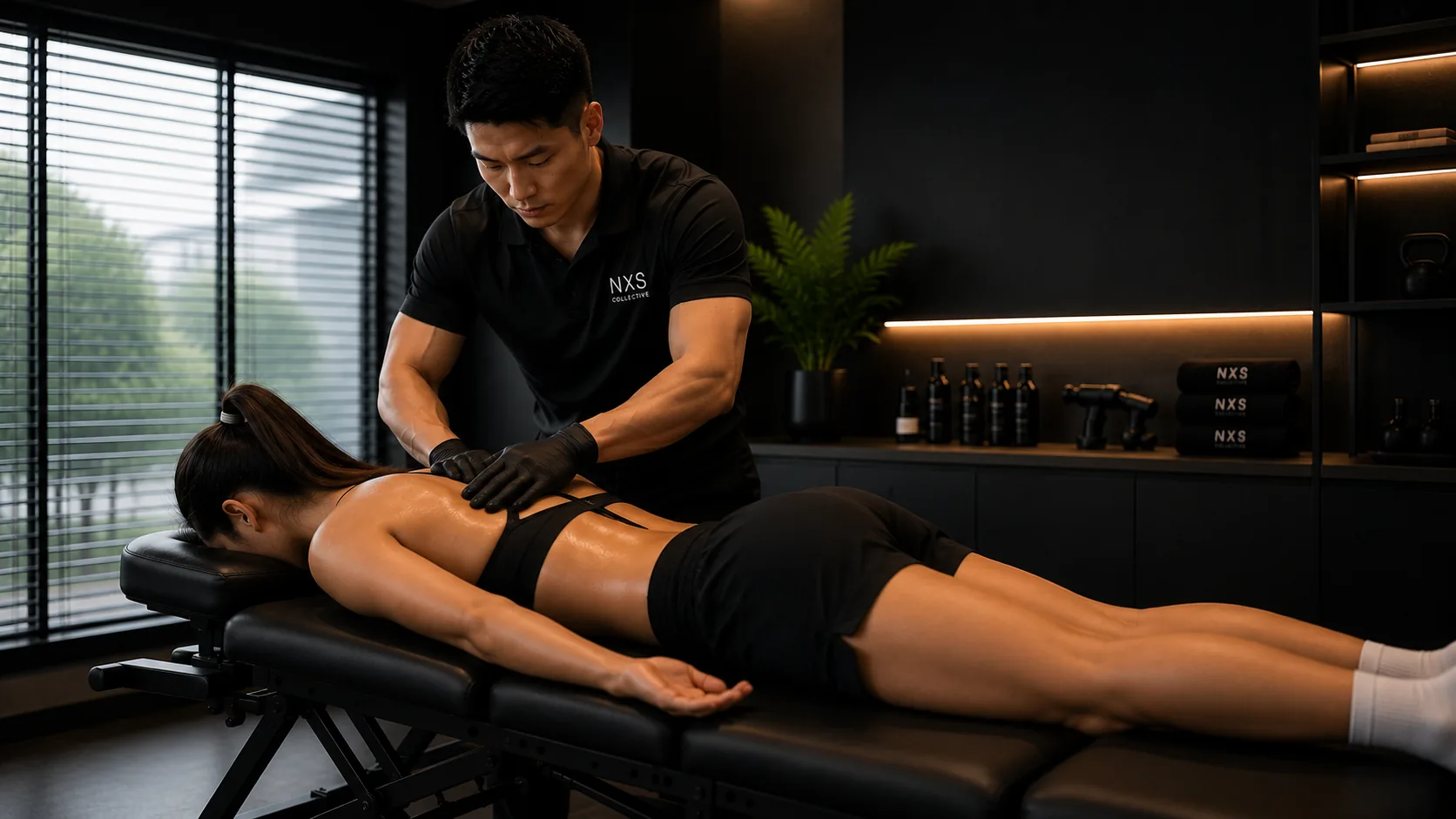 Sports therapist performing manual therapy
