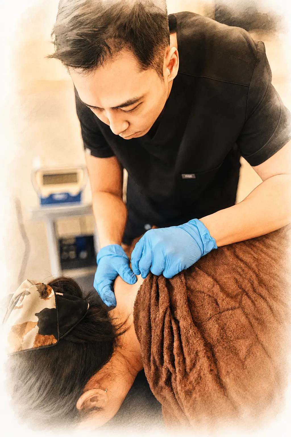 Samuel performing clinical dry needling